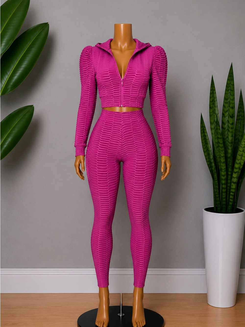 Stylish Pink Textured Women's Jumpsuit